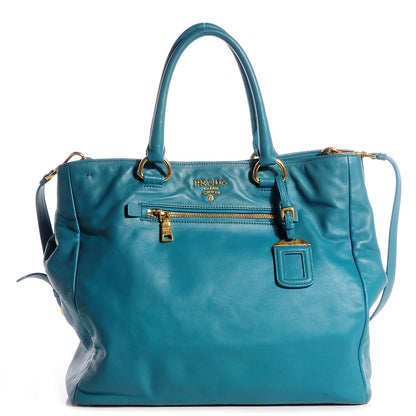 Prada Soft Calf Shopping Tote Turchese 1 of 10