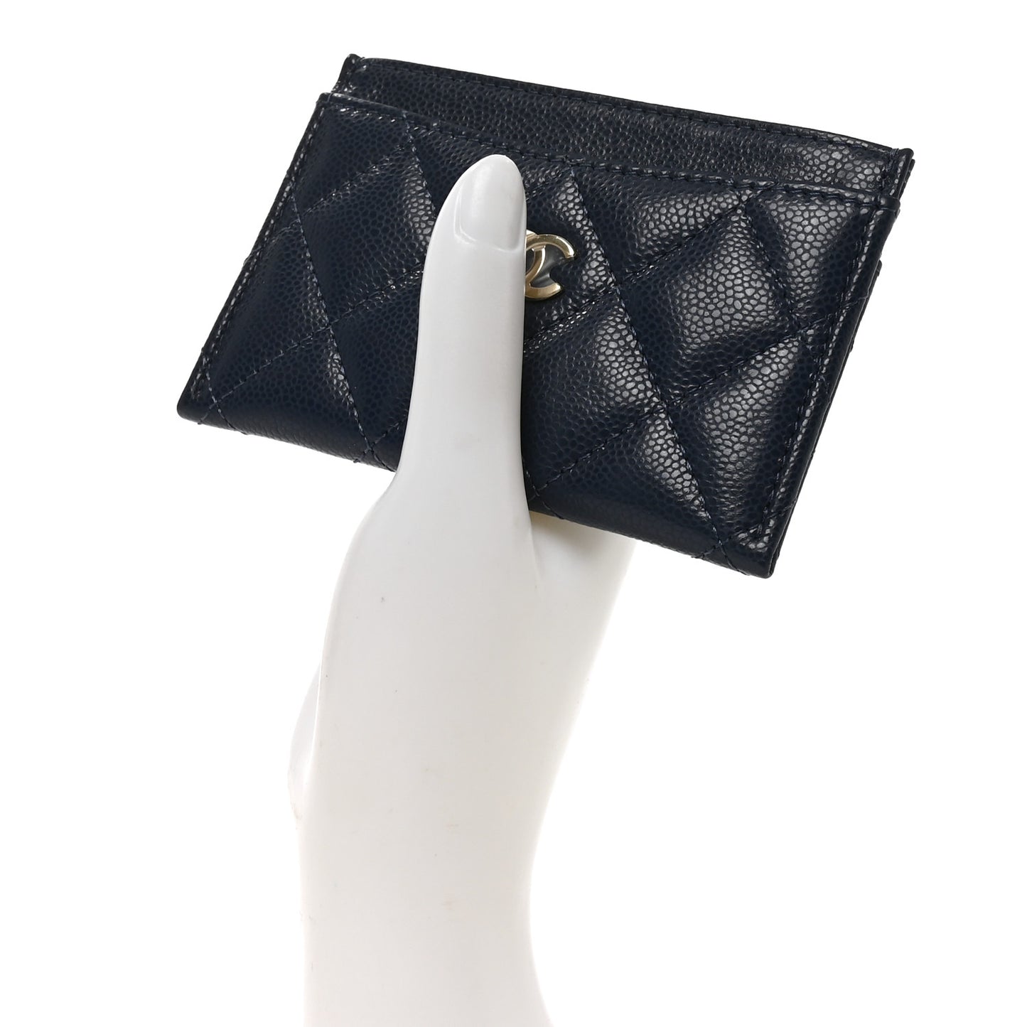 Caviar Quilted Card Holder Blue
