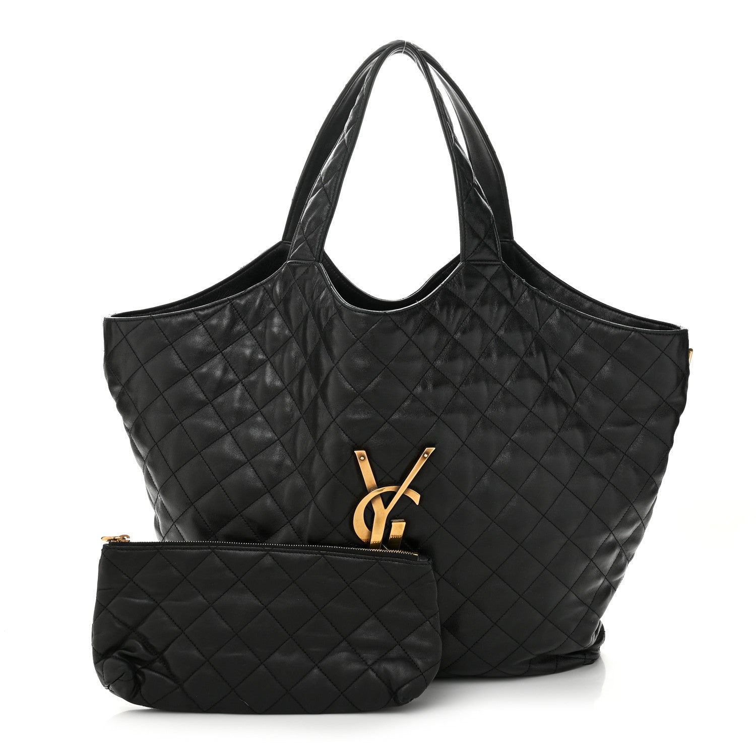 Saint Laurent Lambskin Quilted Maxi Icare Shopping Tote Black 3 of 13