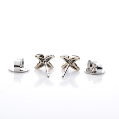Tiffany DAVID YURMAN Sterling Silver Diamond 8mm X Earrings 3 of 5
