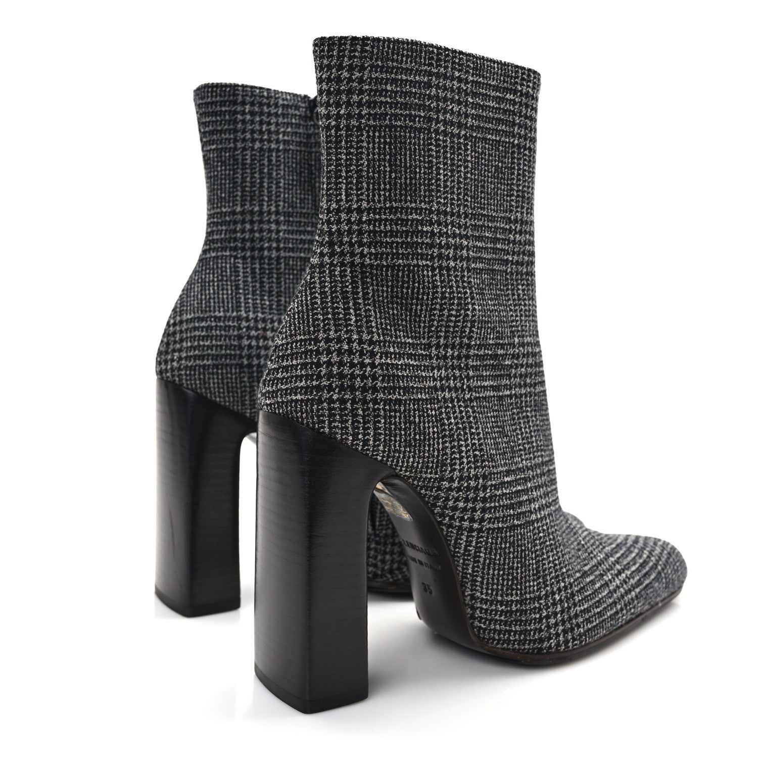 Balenciaga Wool Plaid Ankle Boots 35 Black White 4 of 9
