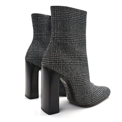 Balenciaga Wool Plaid Ankle Boots 35 Black White 4 of 9