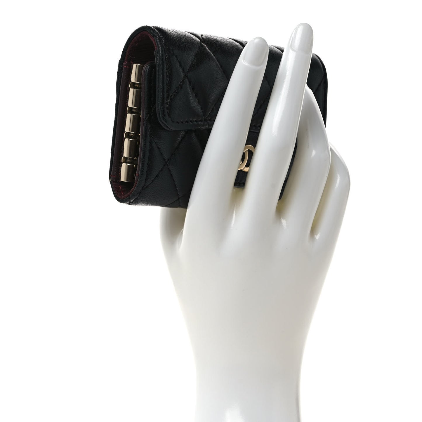 Lambskin Quilted 4 Key Holder Black