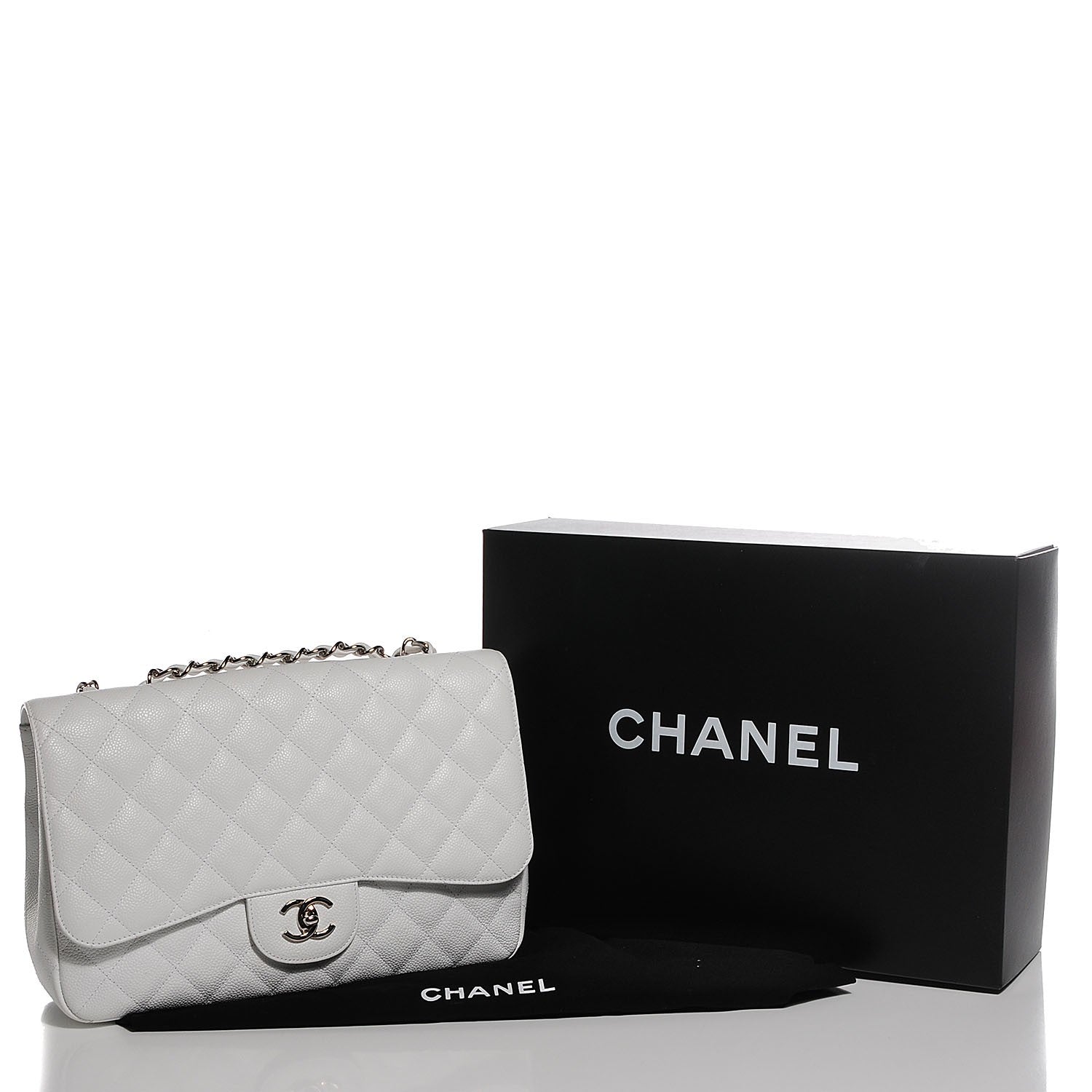 Chanel Caviar Quilted Jumbo Single Flap White 5 of 9