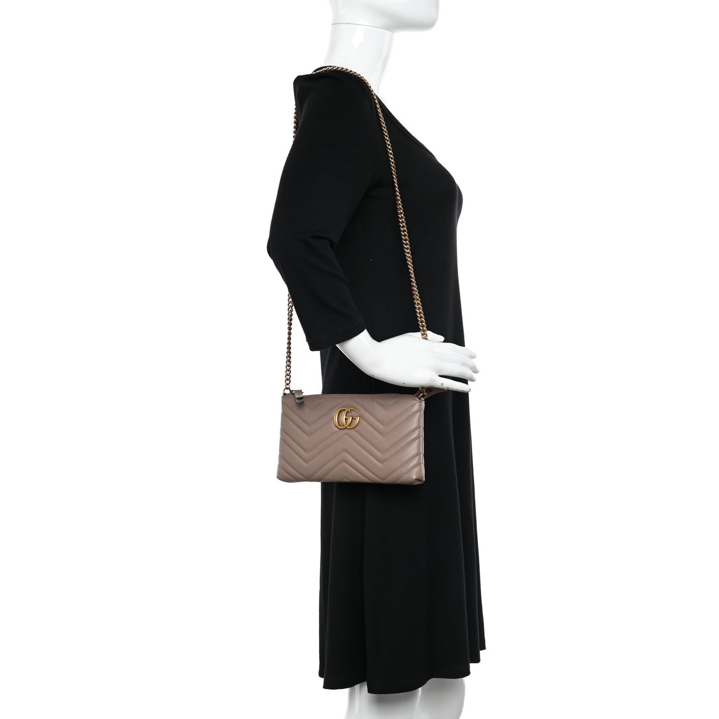 Calfskin Matelasse Mini GG Marmont Chain Bag Porcelain Rose