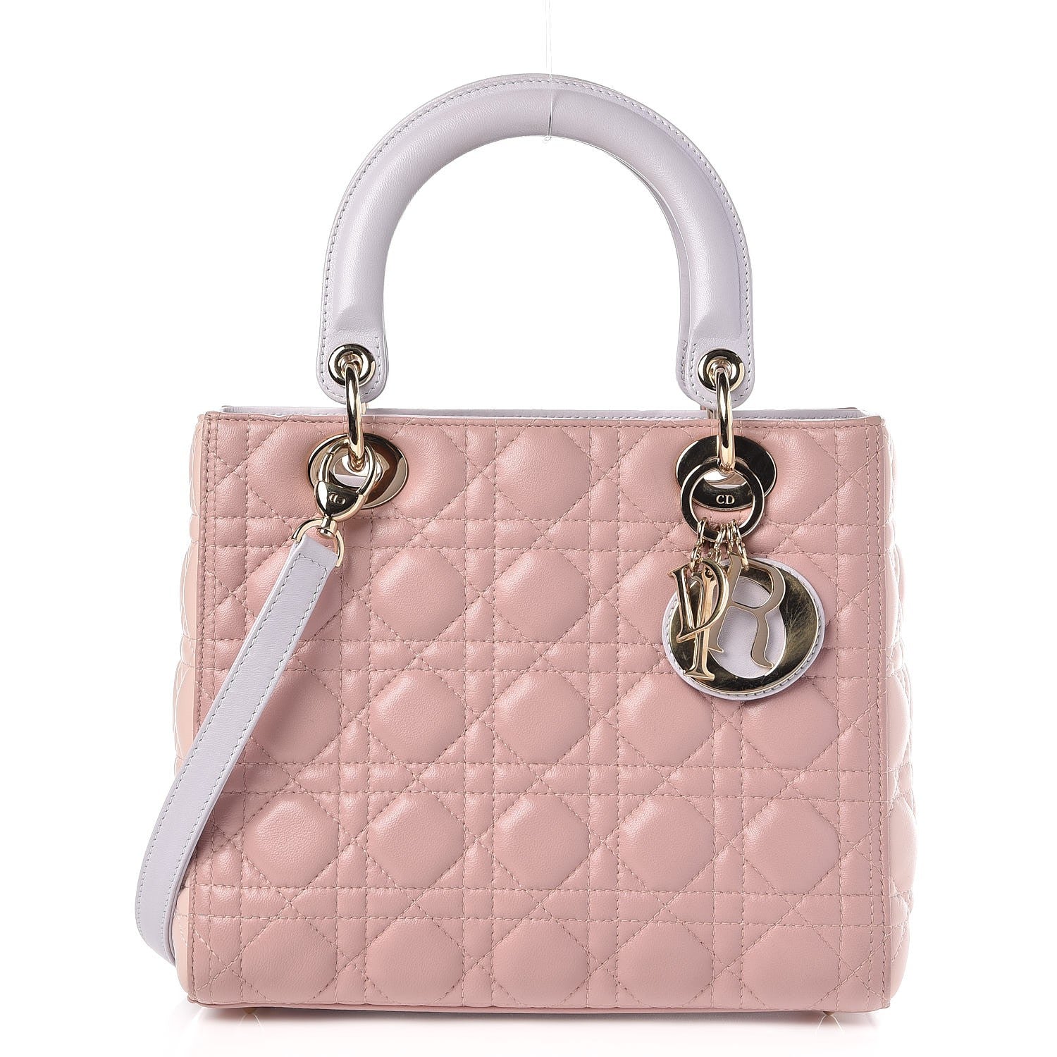Christian Dior Lambskin Cannage Medium Tri-Color Lady Dior Rose Pale 1 of 9