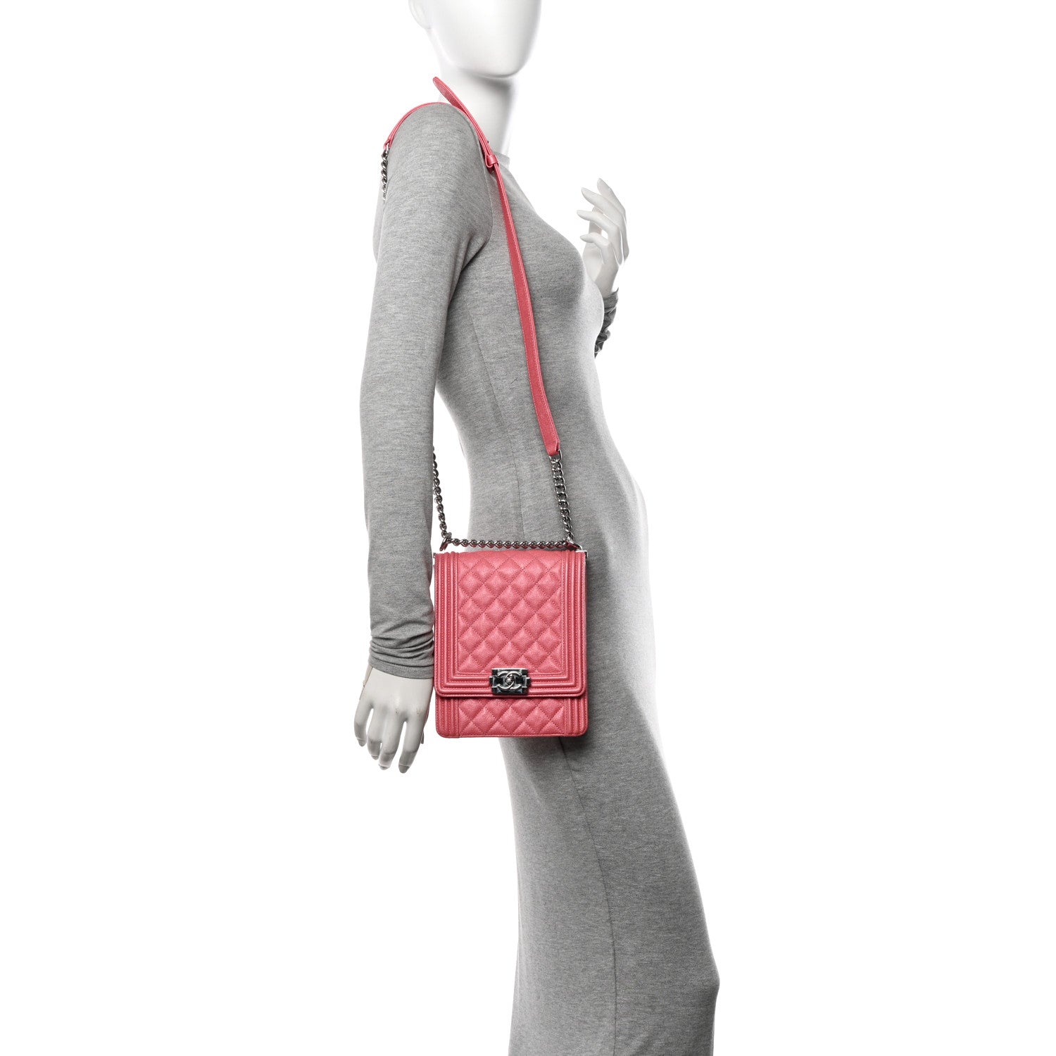 Chanel Caviar Quilted North South Boy Flap Pink 2 of 12
