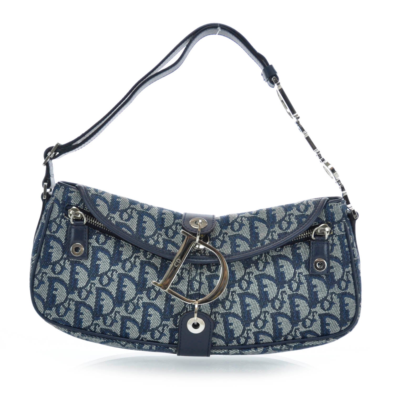 Christian Dior Monogram Charm Shoulder Bag Navy 1 of 8