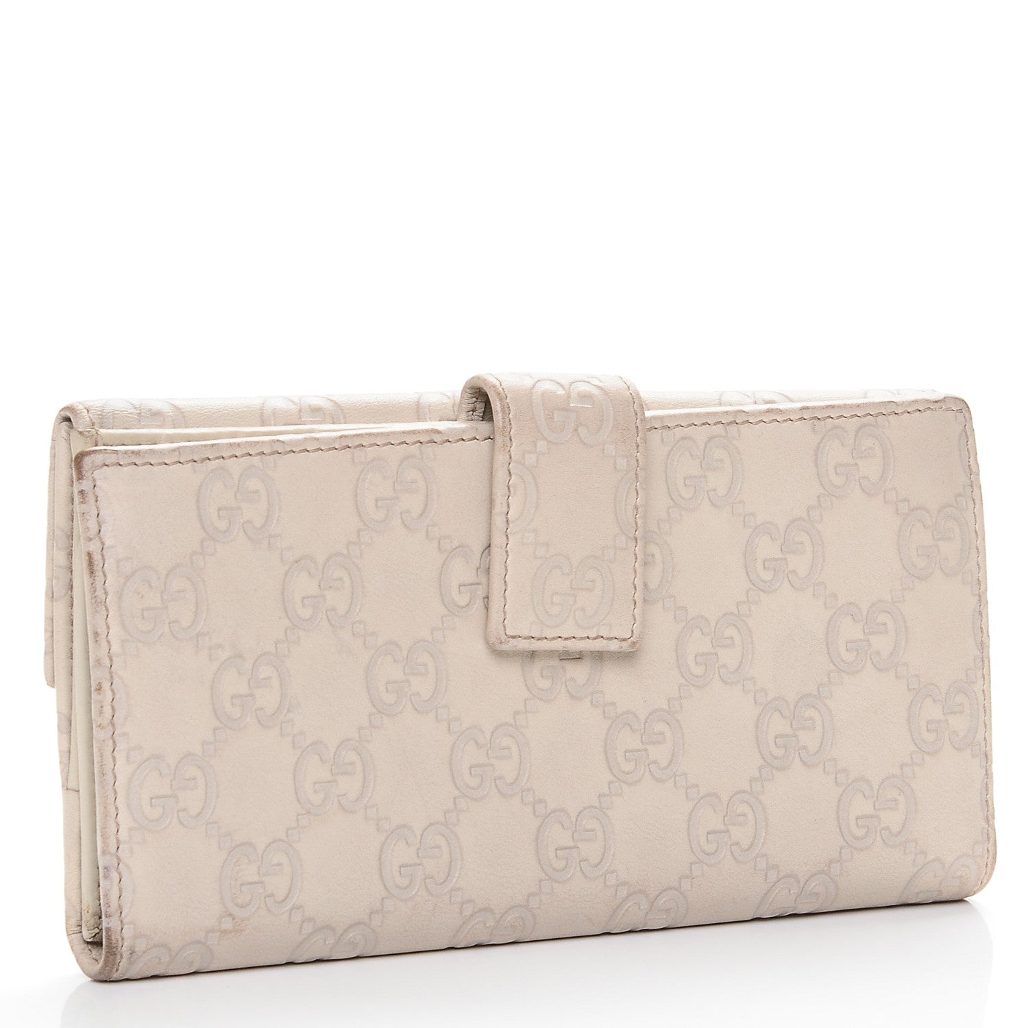 Gucci Guccissima Margaux Calfskin Metal Bar Continental Flap Wallet Mystic White 2 of 10
