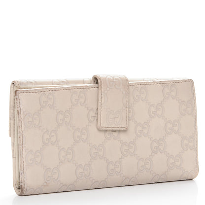 Gucci Guccissima Margaux Calfskin Metal Bar Continental Flap Wallet Mystic White 2 of 10