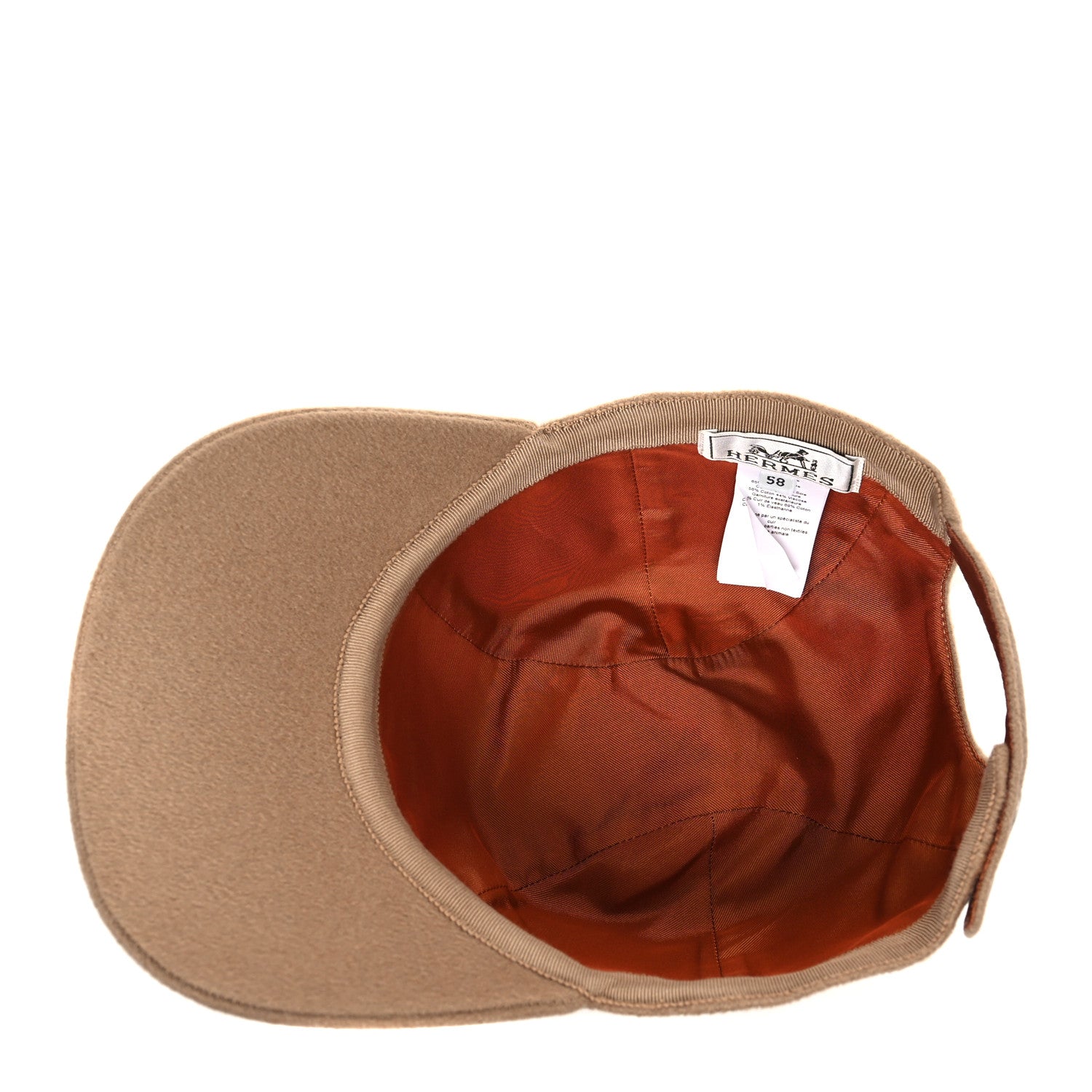 Hermes Cashmere Canvas Swift Davis H Sellier Cap 58 Beige Camel 6 of 8