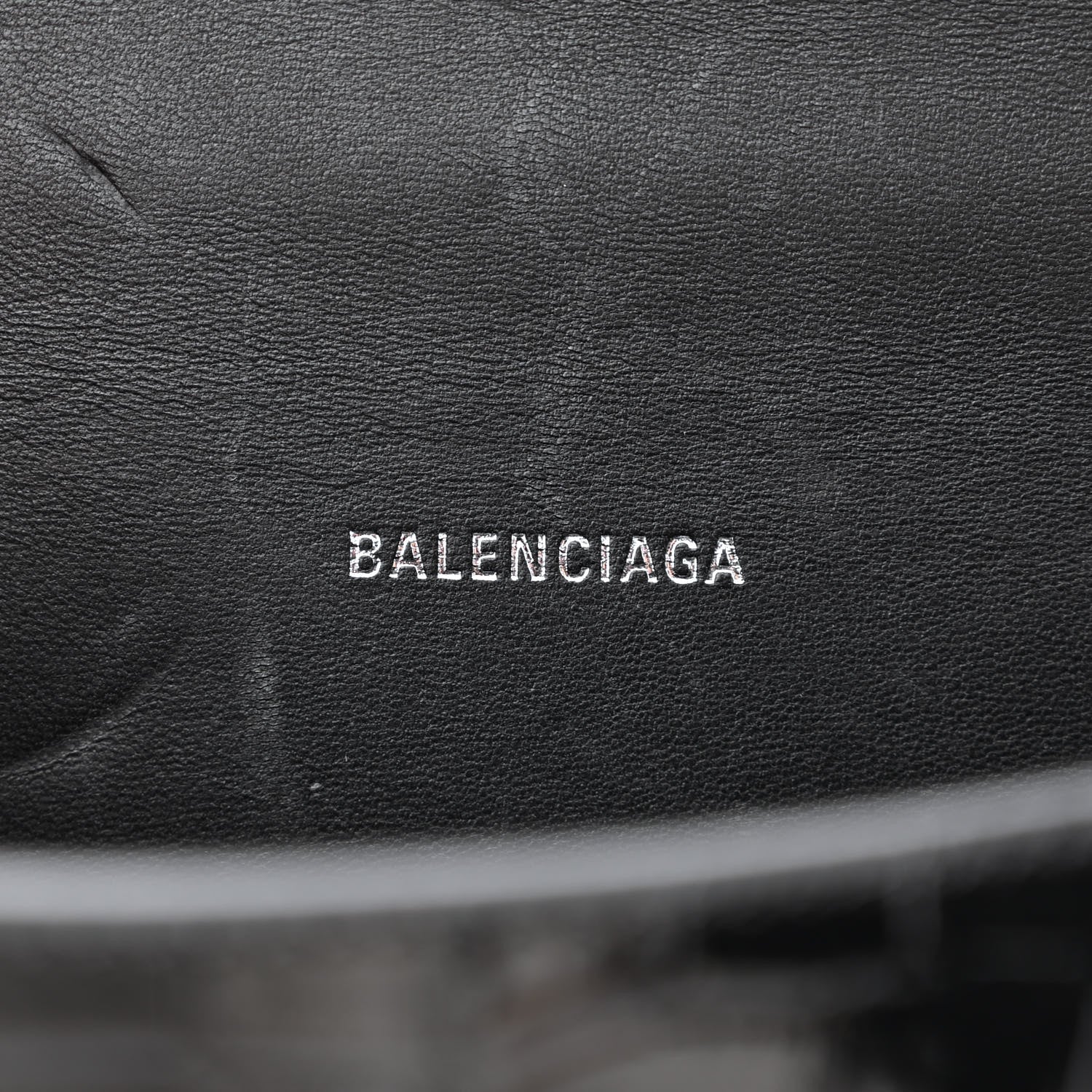 Balenciaga Shiny Calfskin Monochrome Crocodile Embossed Hourglass Top Handle Bag XS Black 6 of 11