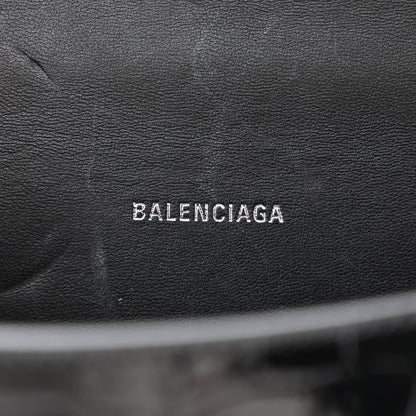 Balenciaga Shiny Calfskin Monochrome Crocodile Embossed Hourglass Top Handle Bag XS Black 6 of 11