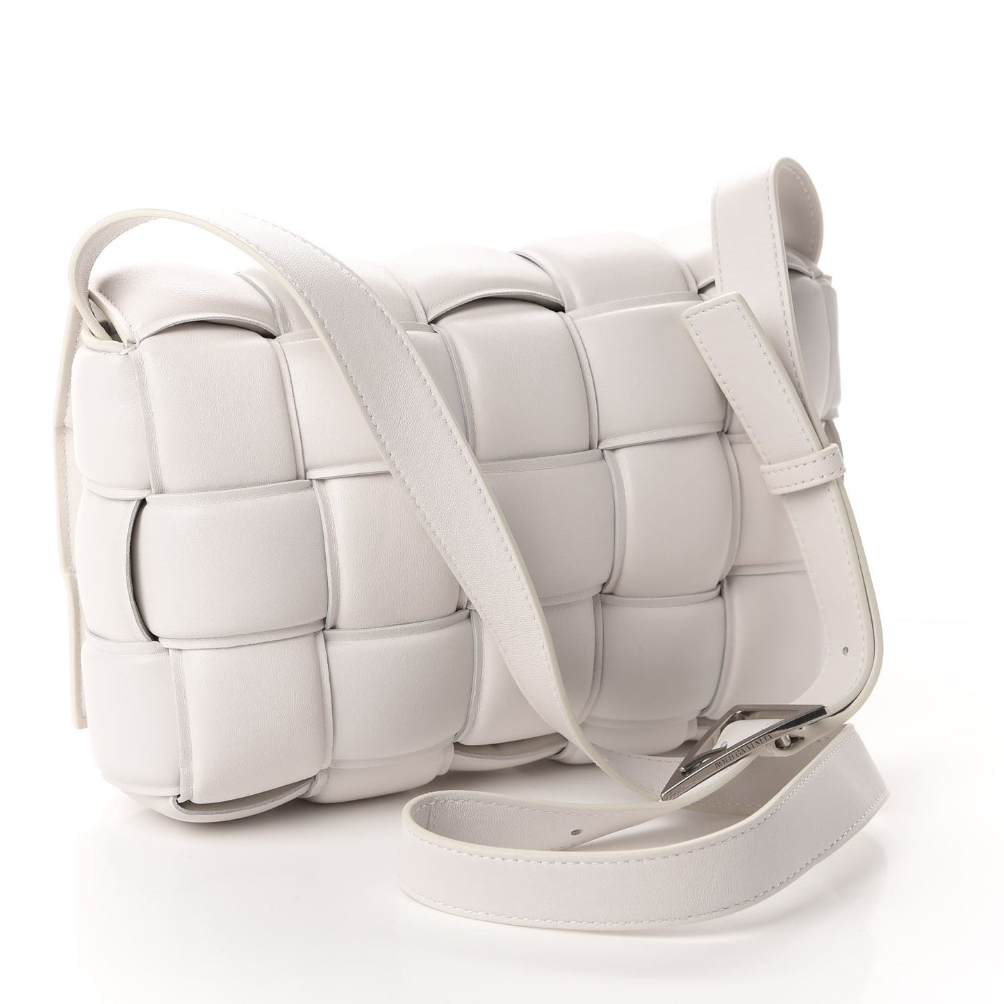 Nappa Maxi Intreccio Padded Cassette Crossbody Bag Chalk
