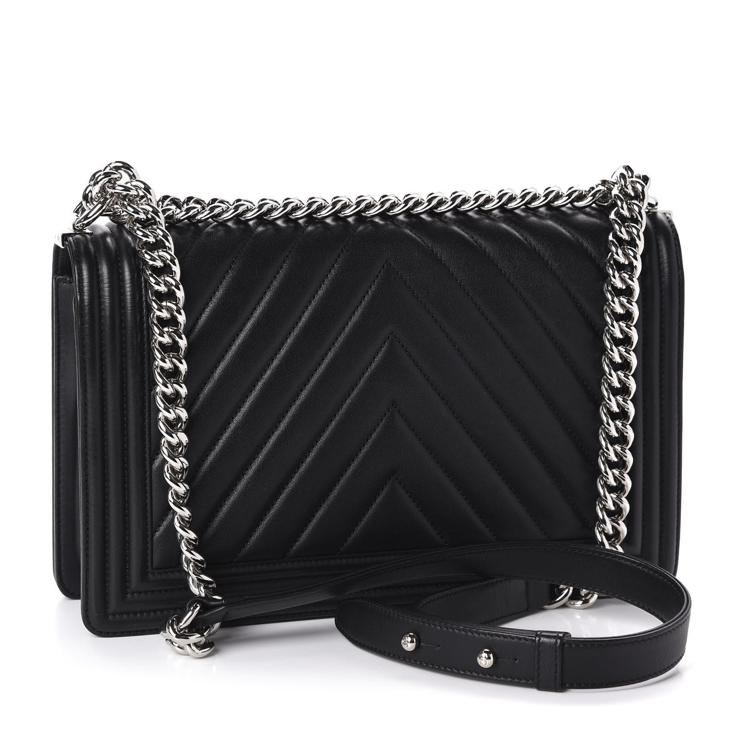 Chanel Lambskin Chevron Quilted New Medium Boy Flap Black 3 of 10