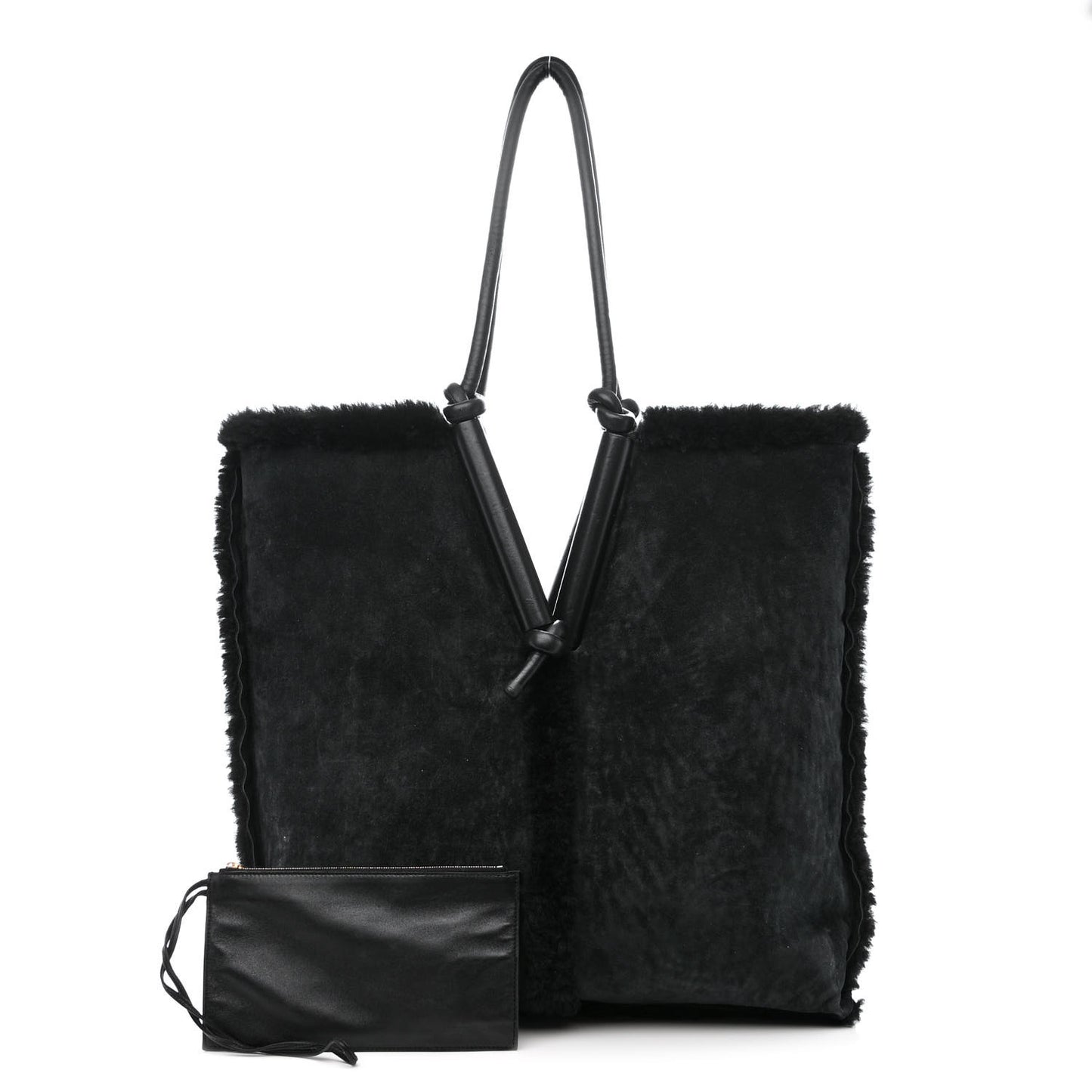 Shearling Reversible Tote Black