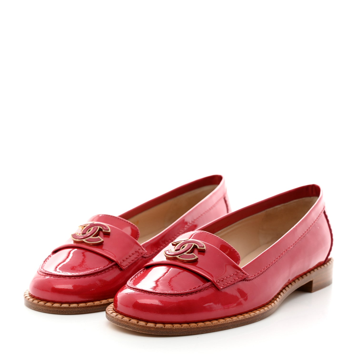 Chanel Patent CC Loafers 37 Red 3 of 10