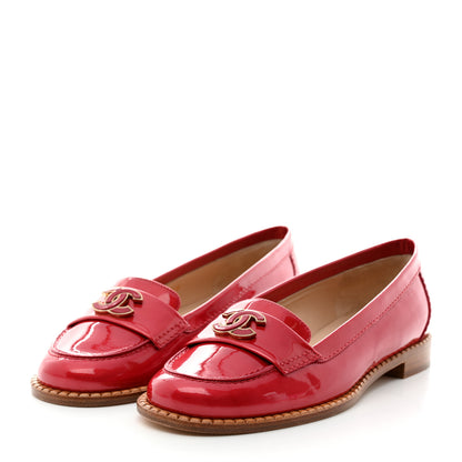 Chanel Patent CC Loafers 37 Red 3 of 10