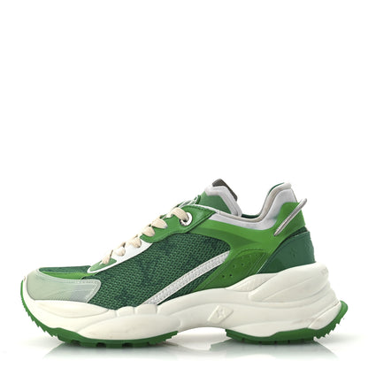 Louis Vuitton Monogram Calfskin Run 55 Sneakers 38 White Green 1 of 13