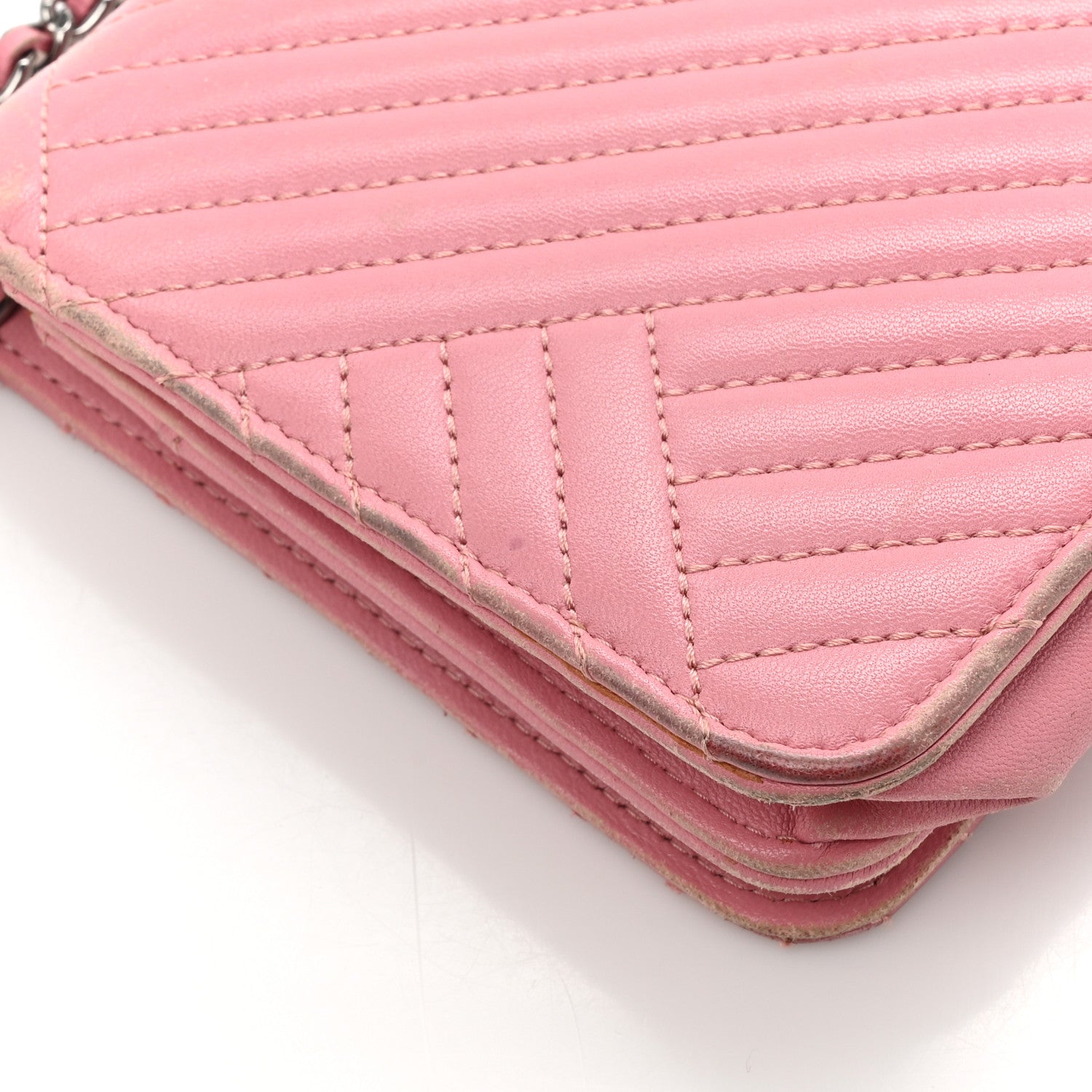 Chanel Lambskin Quilted CC Crossing Wallet On Chain WOC Pink 17 of 20