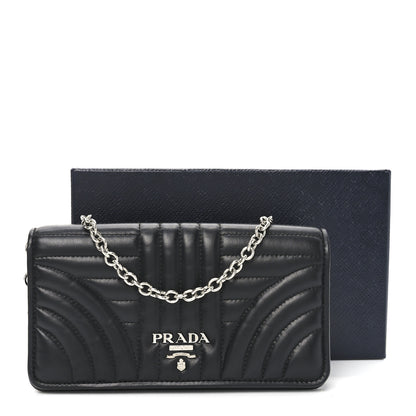 Prada Soft Calfskin Impunture Diagramme Chain Wallet Black 9 of 9