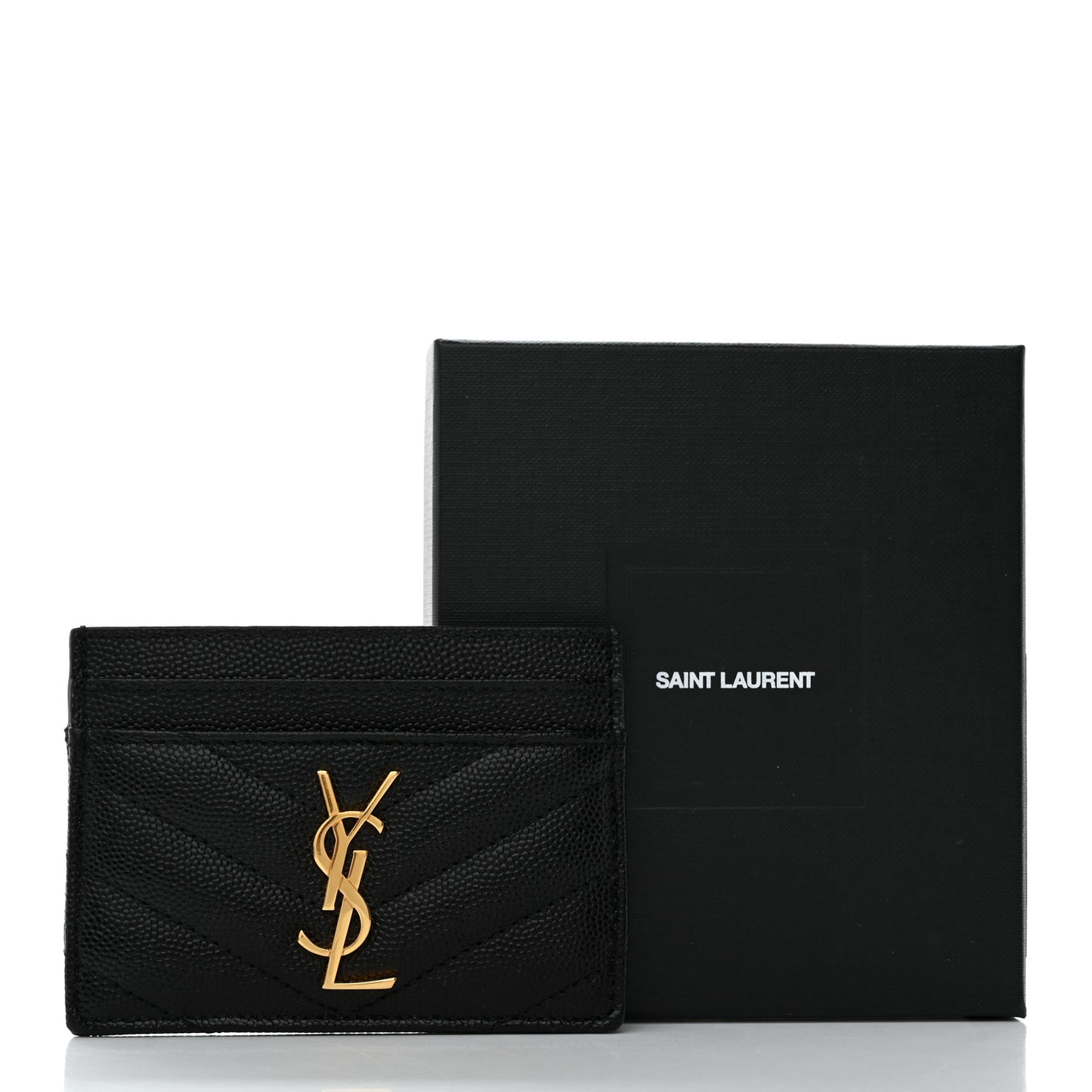 Grain De Poudre Matelasse Chevron Monogram Credit Card Case Black
