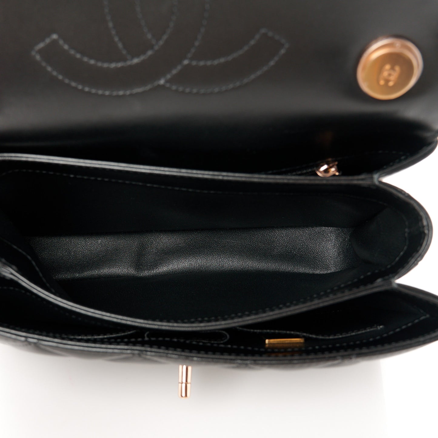 Lambskin Quilted Small Trendy CC Dual Handle Flap Bag Black