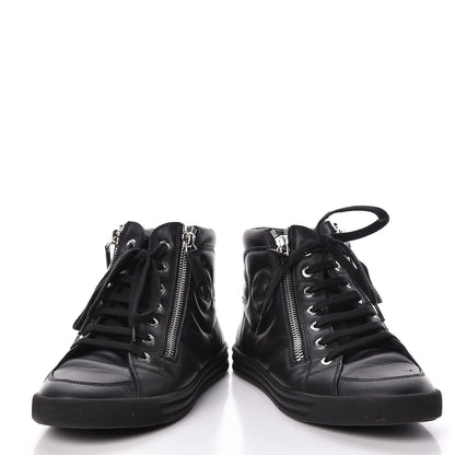 Chanel Calfskin Pearl High Top CC Sneakers 36 Black 6 of 16
