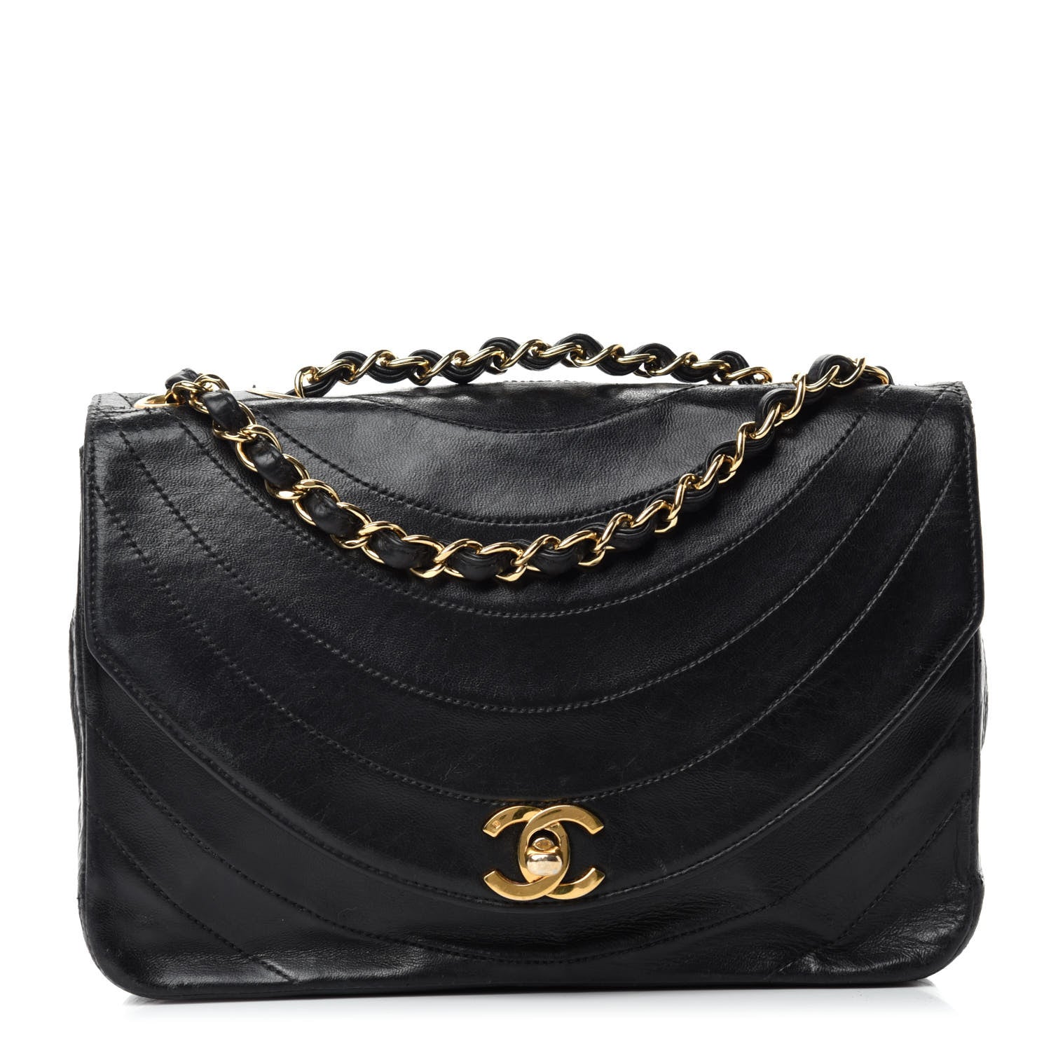 Chanel Lambskin Ribbon Quilted Small Single Flap Black 1 of 12