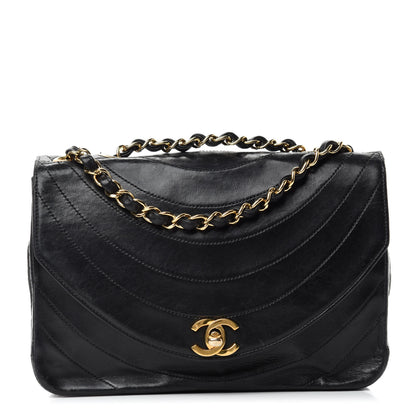 Chanel Lambskin Ribbon Quilted Small Single Flap Black 1 of 12