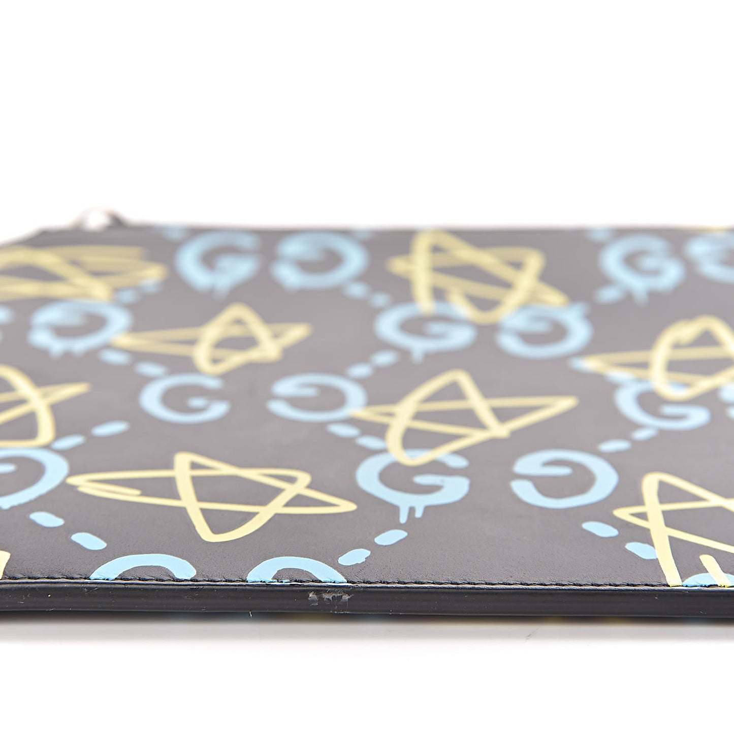 Calfskin GucciGhost Zip Pouch Black New Acquamarine