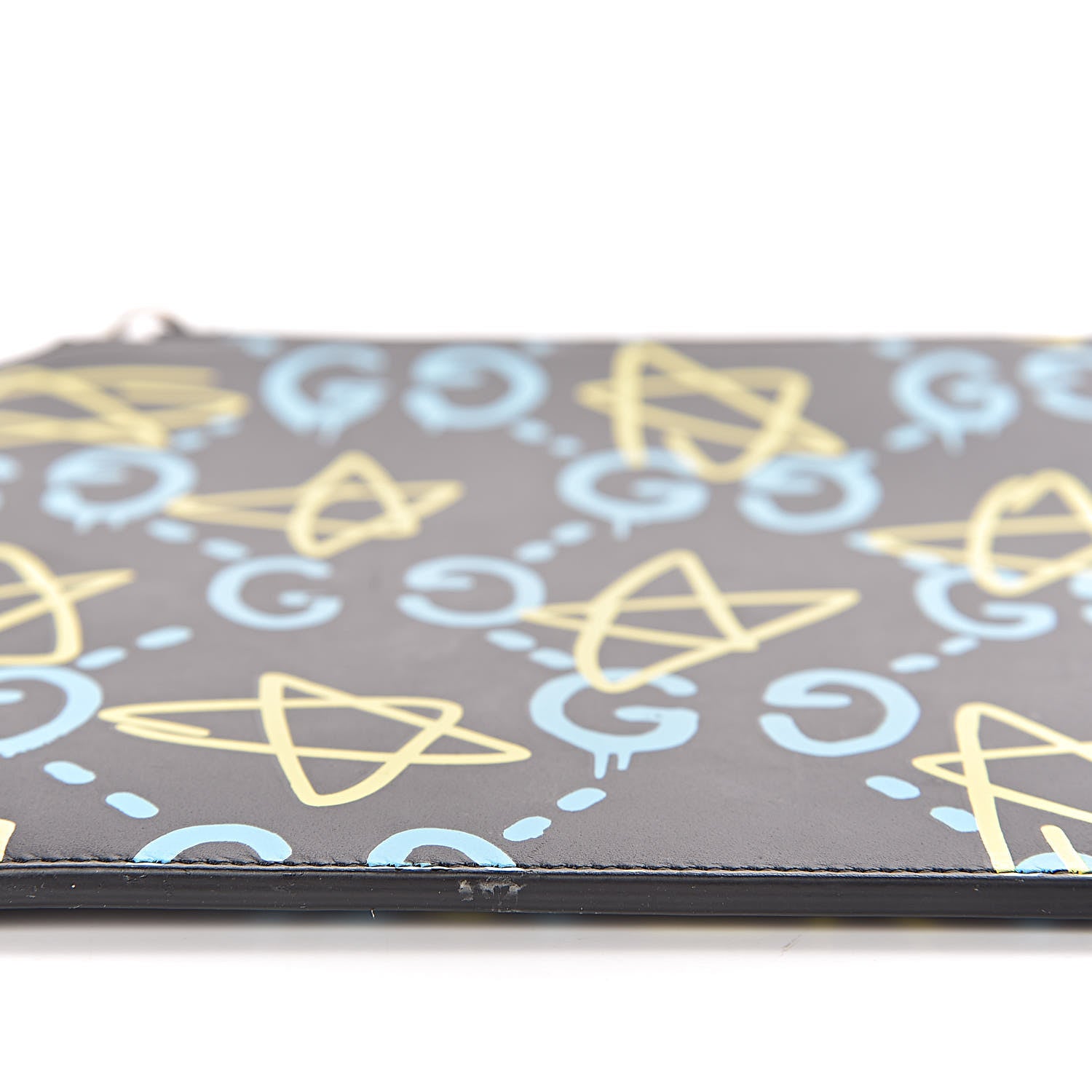 Gucci Calfskin GucciGhost Zip Pouch Black New Acquamarine 9 of 9