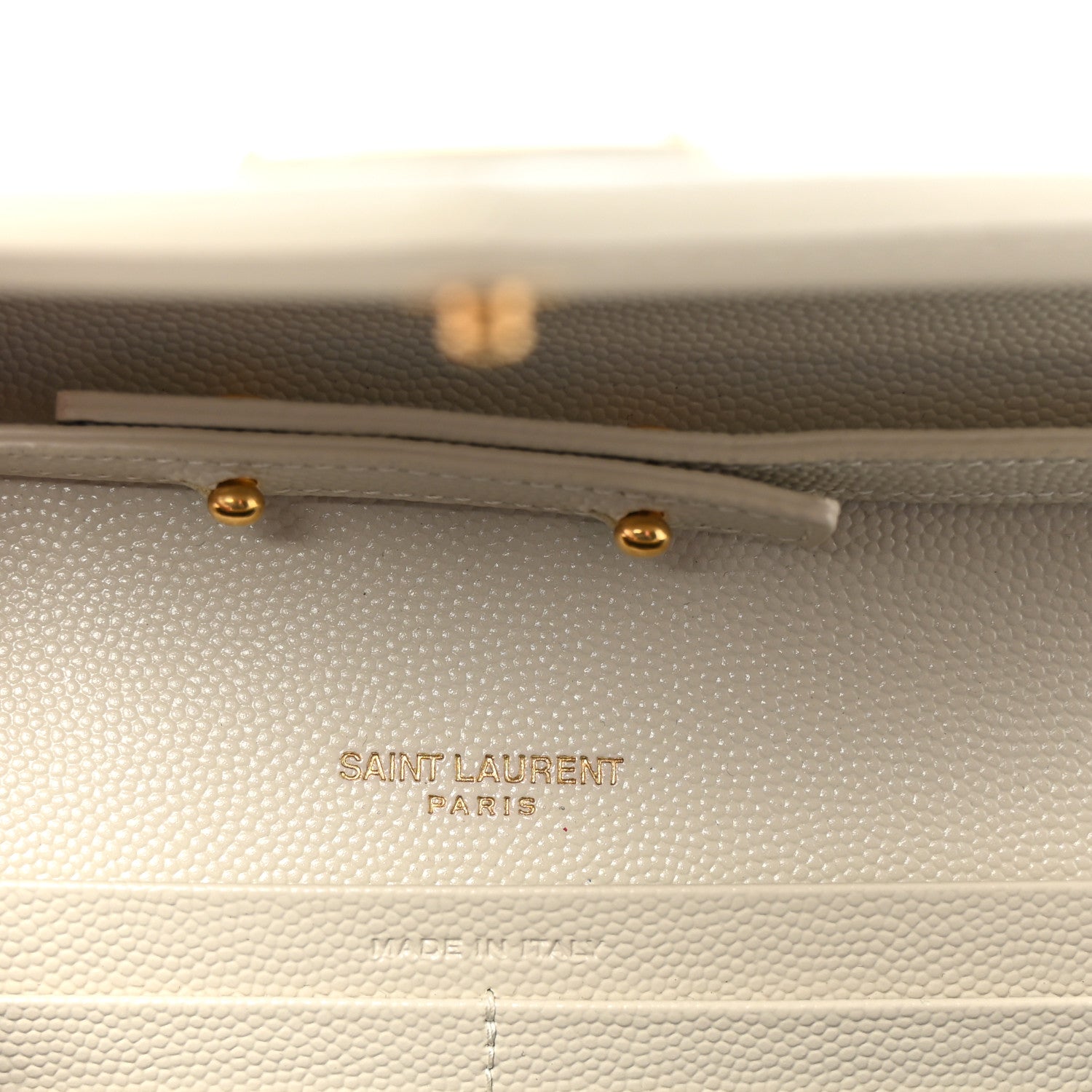 Saint Laurent Grain De Poudre Matelasse Chevron Monogram Chain Wallet Crema Soft 6 of 9