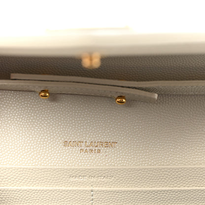 Saint Laurent Grain De Poudre Matelasse Chevron Monogram Chain Wallet Crema Soft 6 of 9