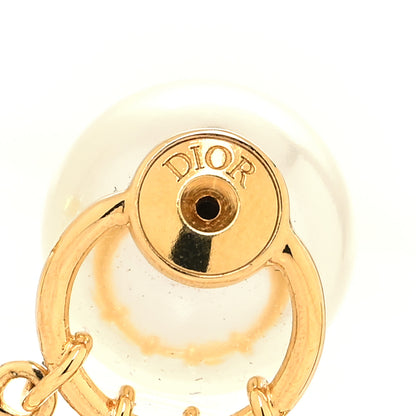 Christian Dior Metal Pearl Crystal Tribales Earrings Gold White 4 of 4