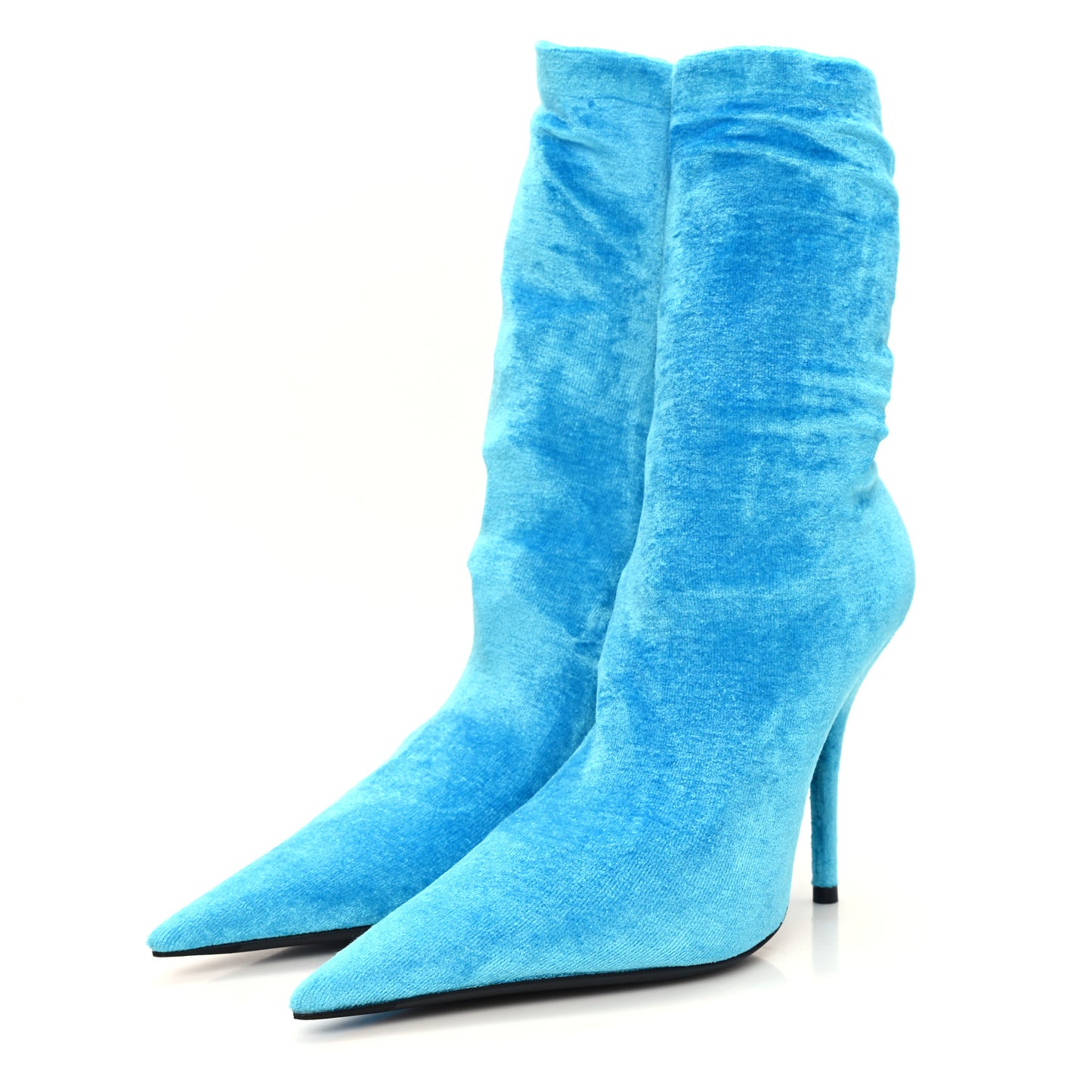 Velvet Spandex Extreme Pointed Toe Knife Ankle Boots 37 Azure