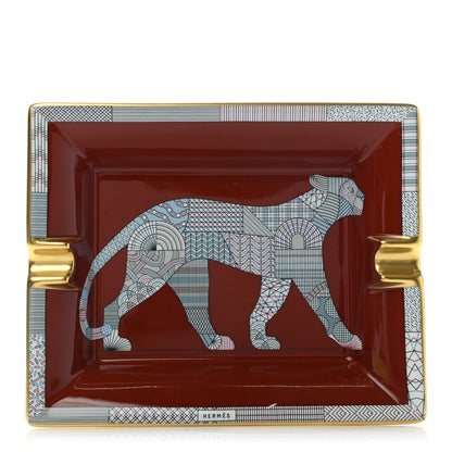 Hermes Porcelain Panthera Deco Ashtray Rouge H 1 of 5