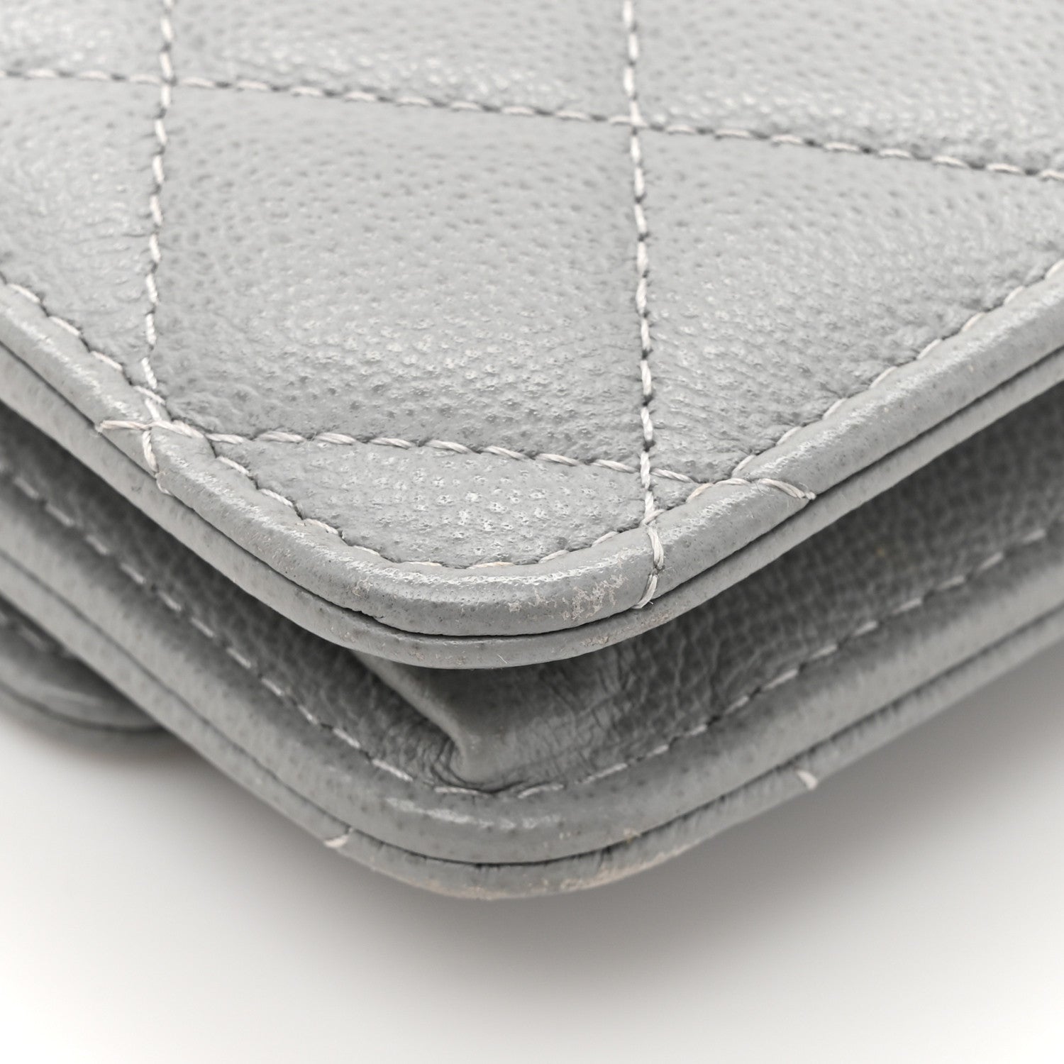 Chanel Grained Calfskin Quilted CC Box Wallet On Chain WOC Grey 15 of 16