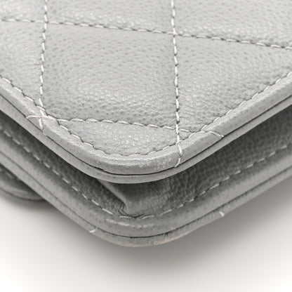 Chanel Grained Calfskin Quilted CC Box Wallet On Chain WOC Grey 15 of 16