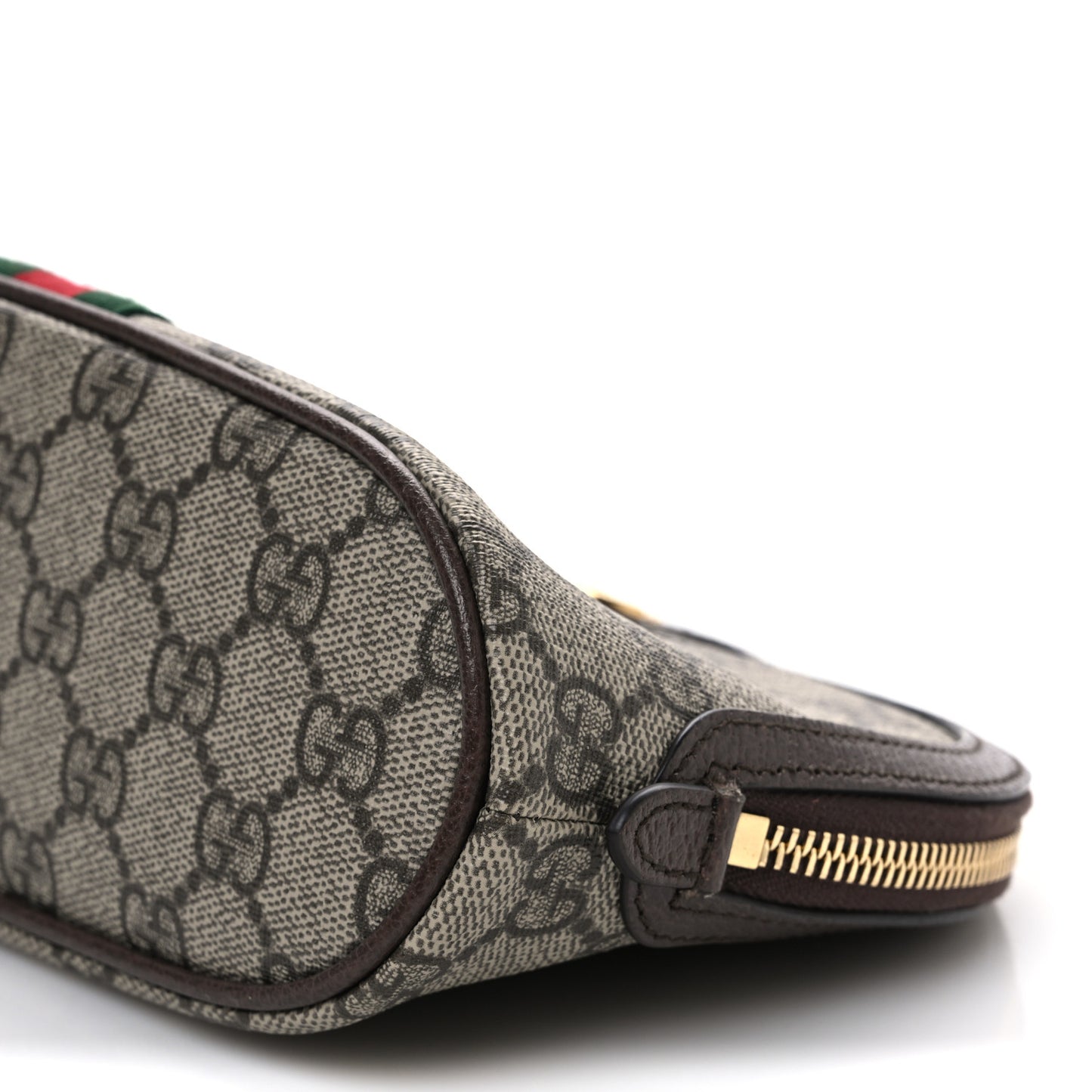 GG Supreme Monogram Textured Calfskin Web Large Ophidia Cosmetic Case Beige Ebony New Acero