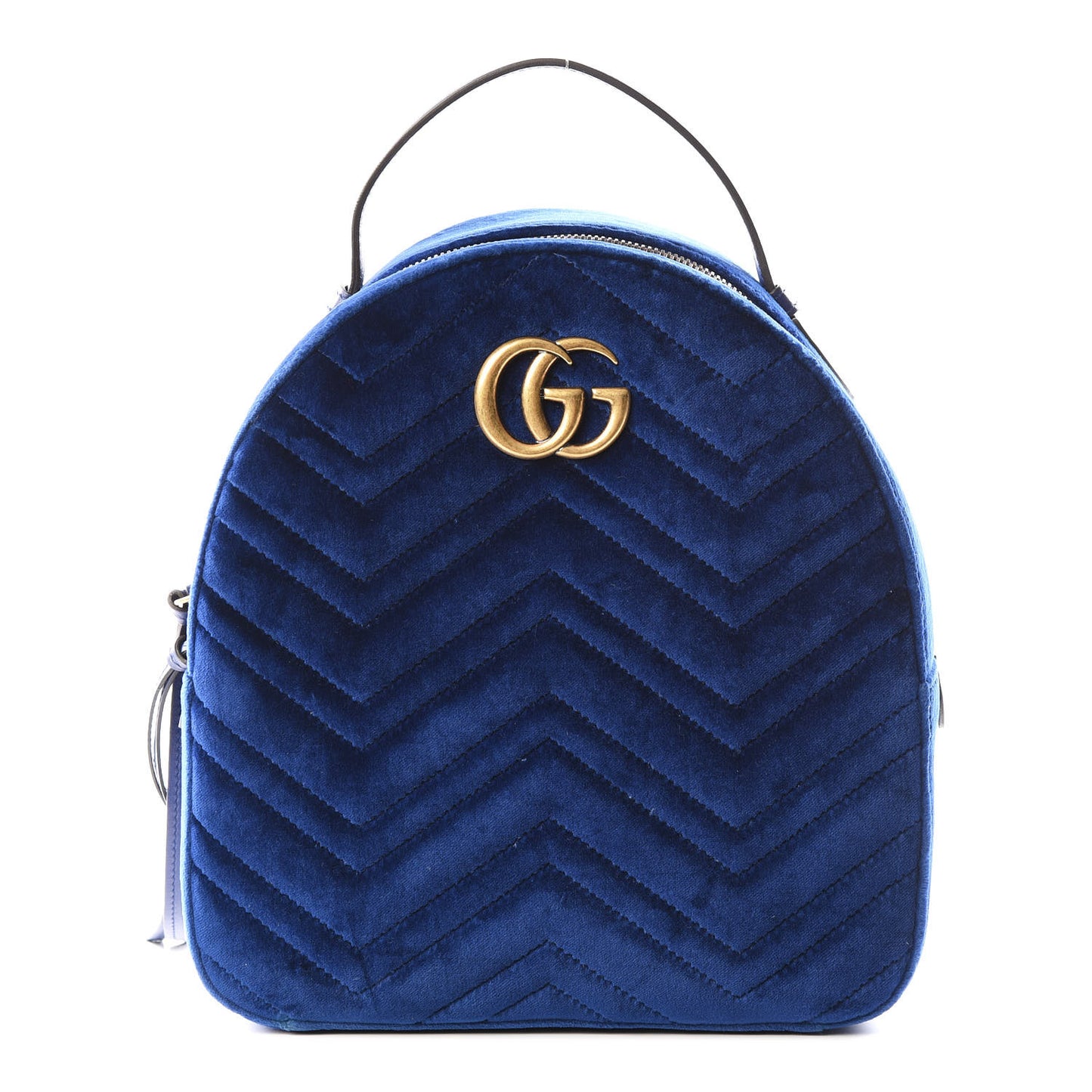 Velvet Matelasse GG Marmont Dome Backpack Cobalt Blue
