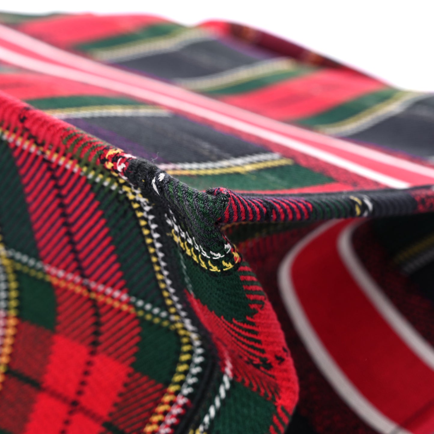 Canvas Embroidered Medium Tartan Check Book Tote Red Multicolor