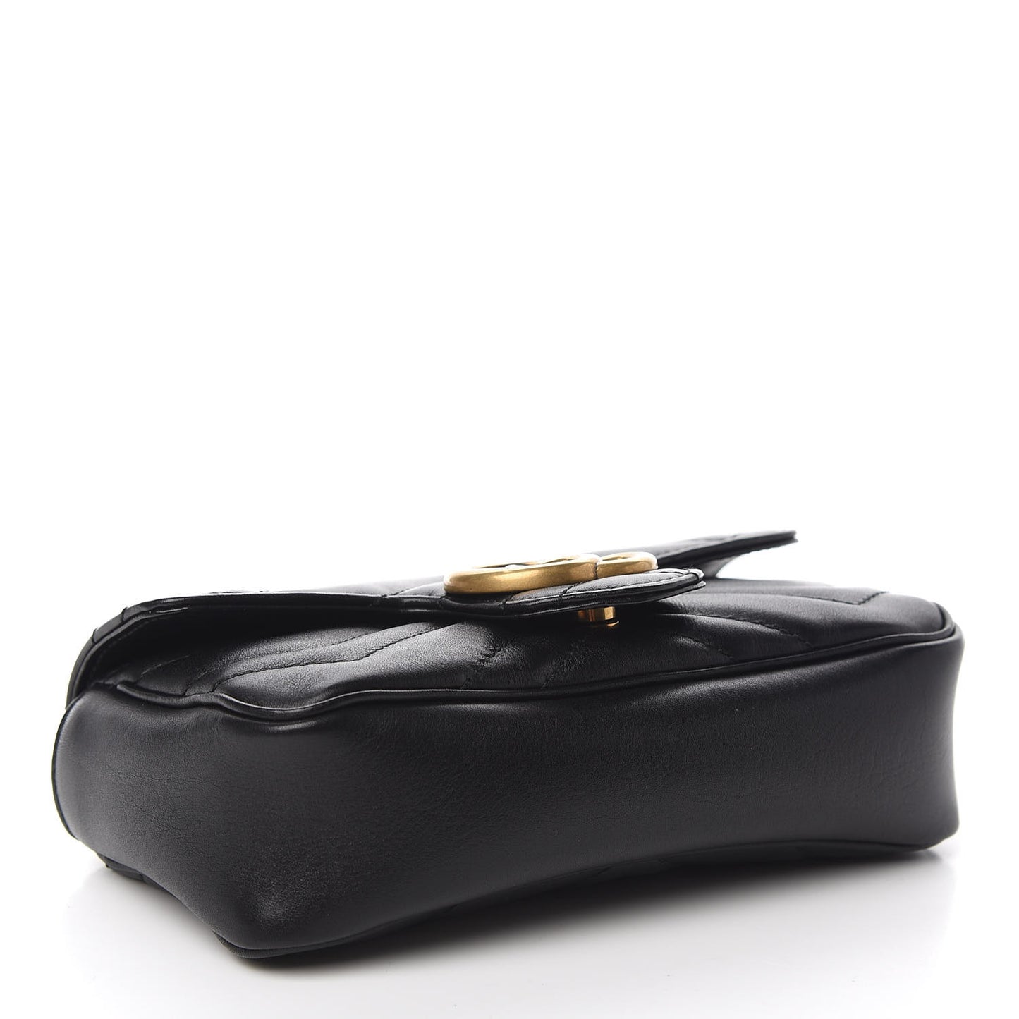 Calfskin Matelasse Super Mini GG Marmont Shoulder Bag Black