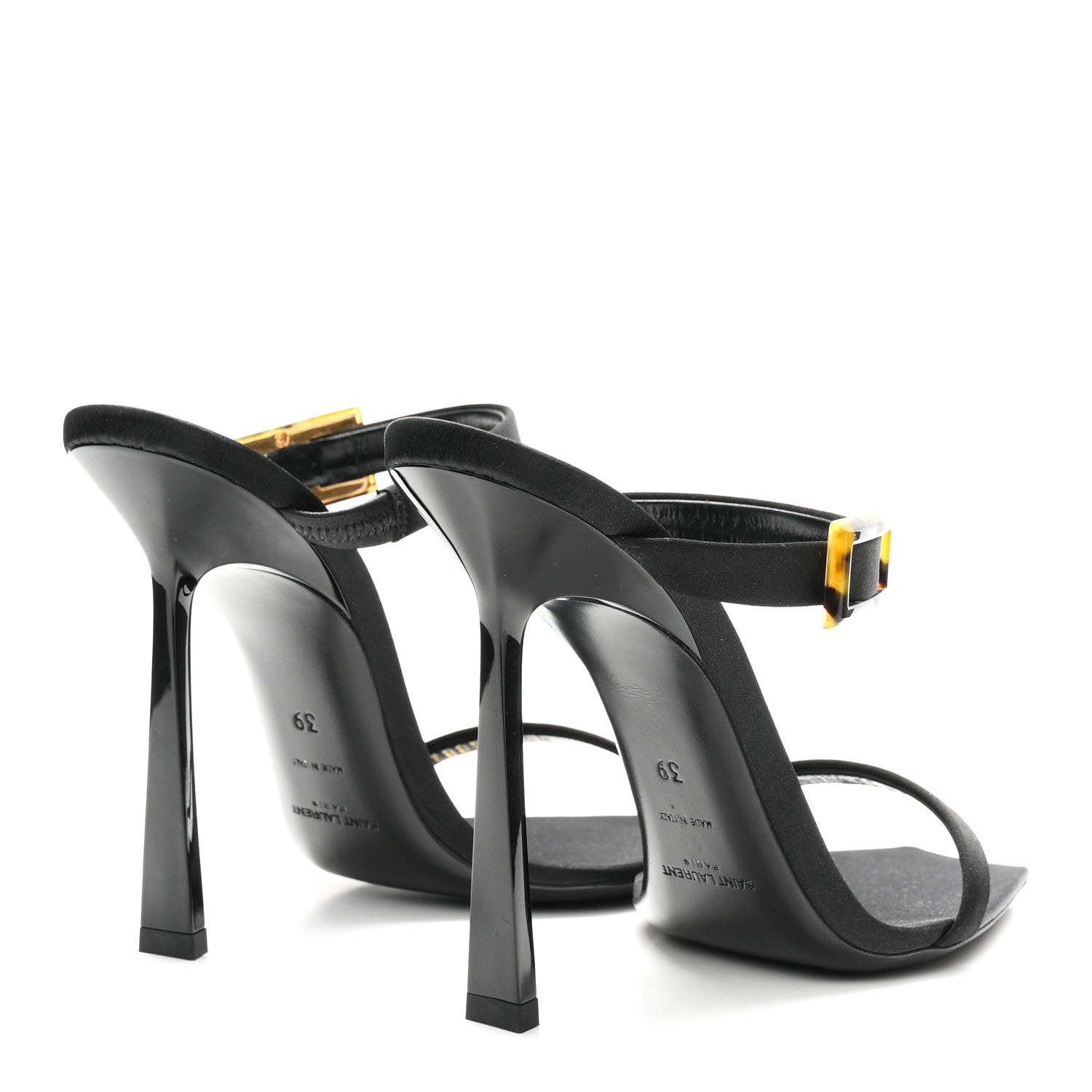 Saint Laurent Satin Oud Buckle Sandals 39 Black 5 of 10