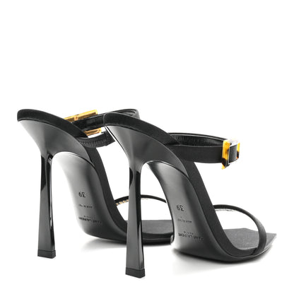 Saint Laurent Satin Oud Buckle Sandals 39 Black 5 of 10