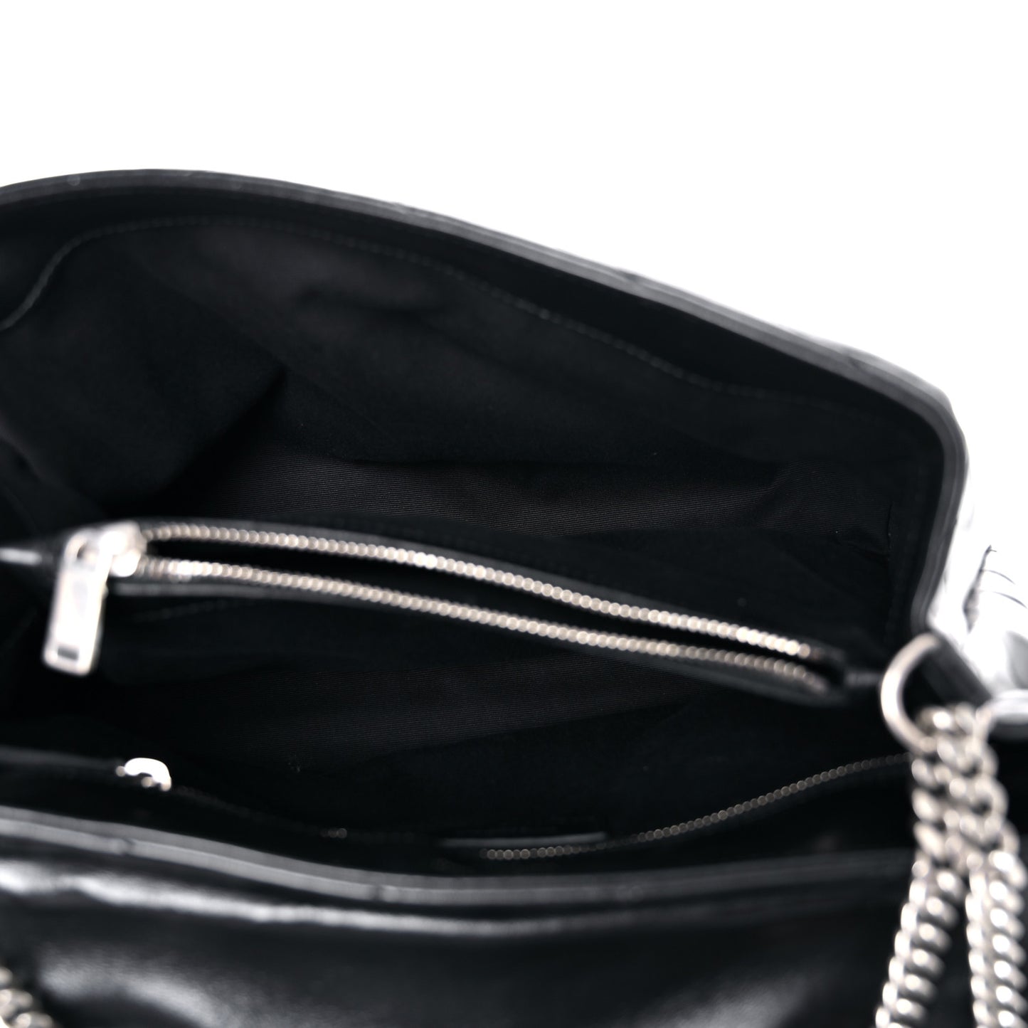 Calfskin Y Quilted Monogram Medium Loulou Chain Satchel Black