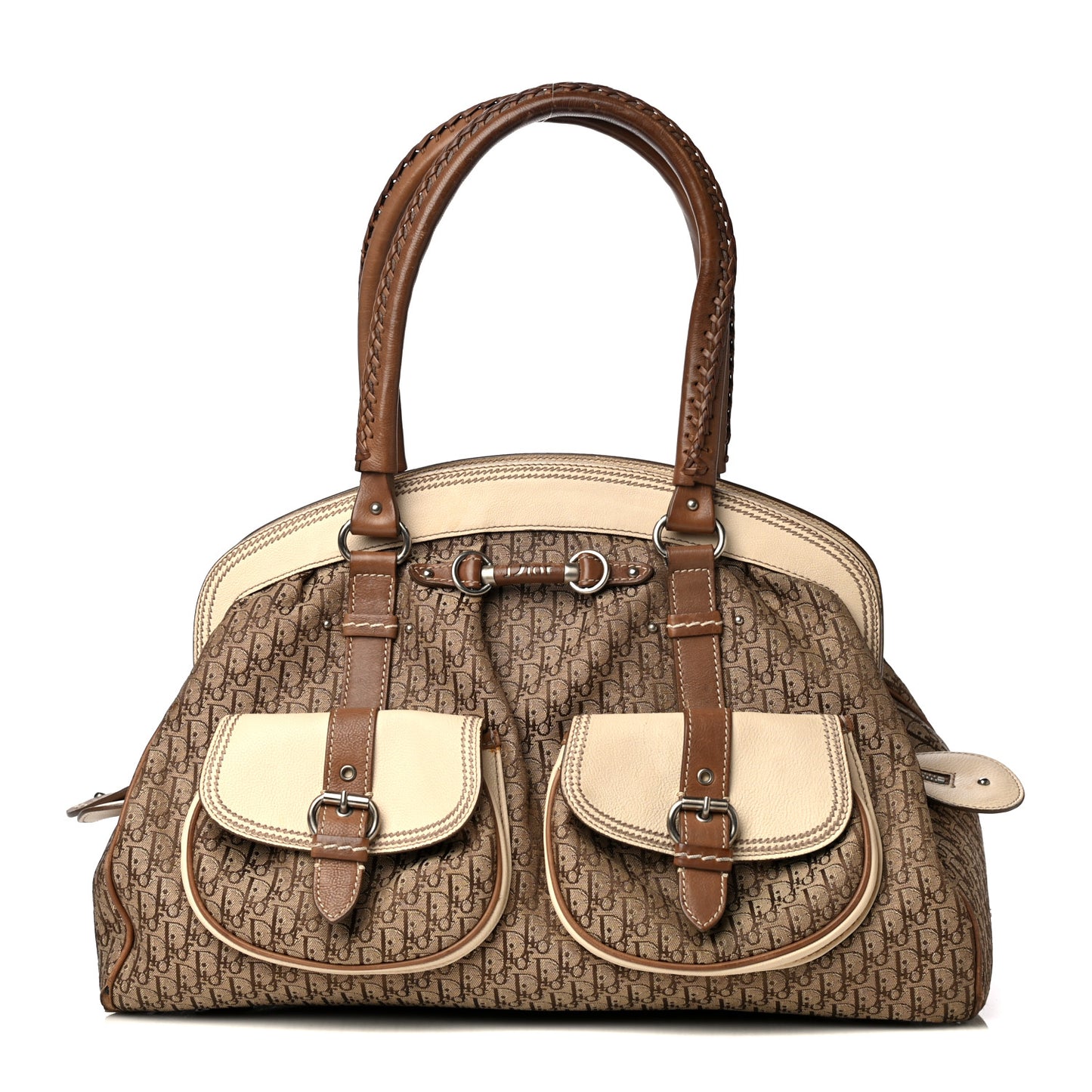 Monogram Large My Dior Frame Pocket Satchel Brown
