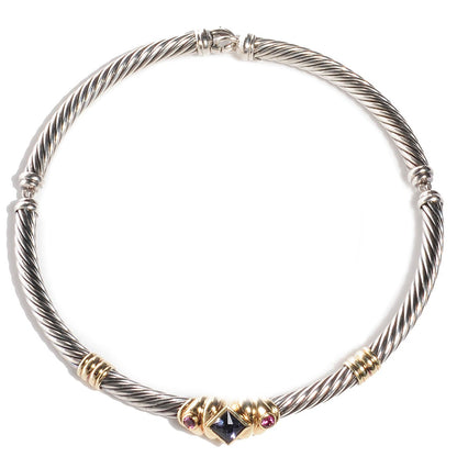 David Yurman Sterling Silver 14K Gold 7mm Renaissance Cable Necklace 1 of 4