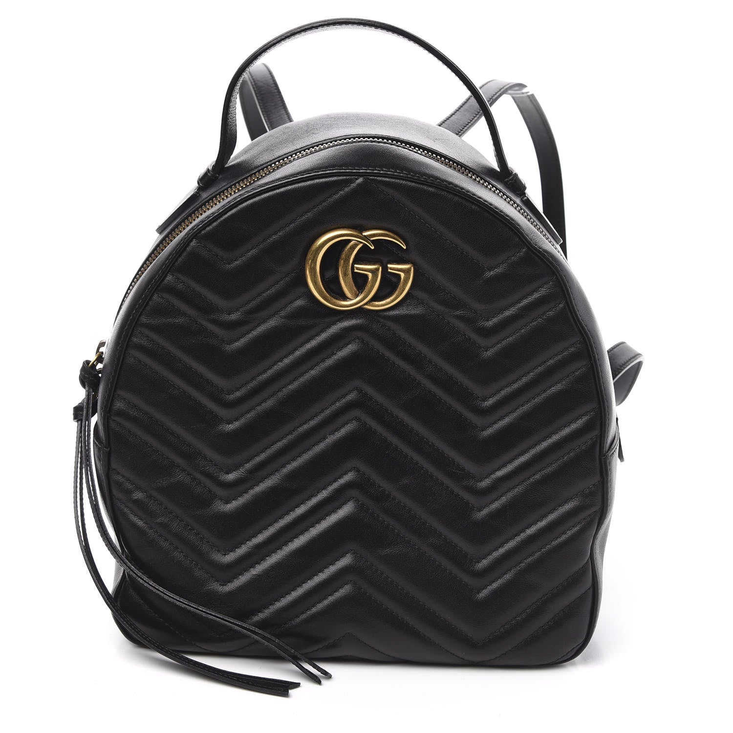 Gucci Calfskin Matelasse GG Marmont Dome Backpack Black 1 of 9