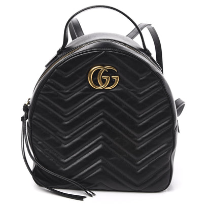 Gucci Calfskin Matelasse GG Marmont Dome Backpack Black 1 of 9